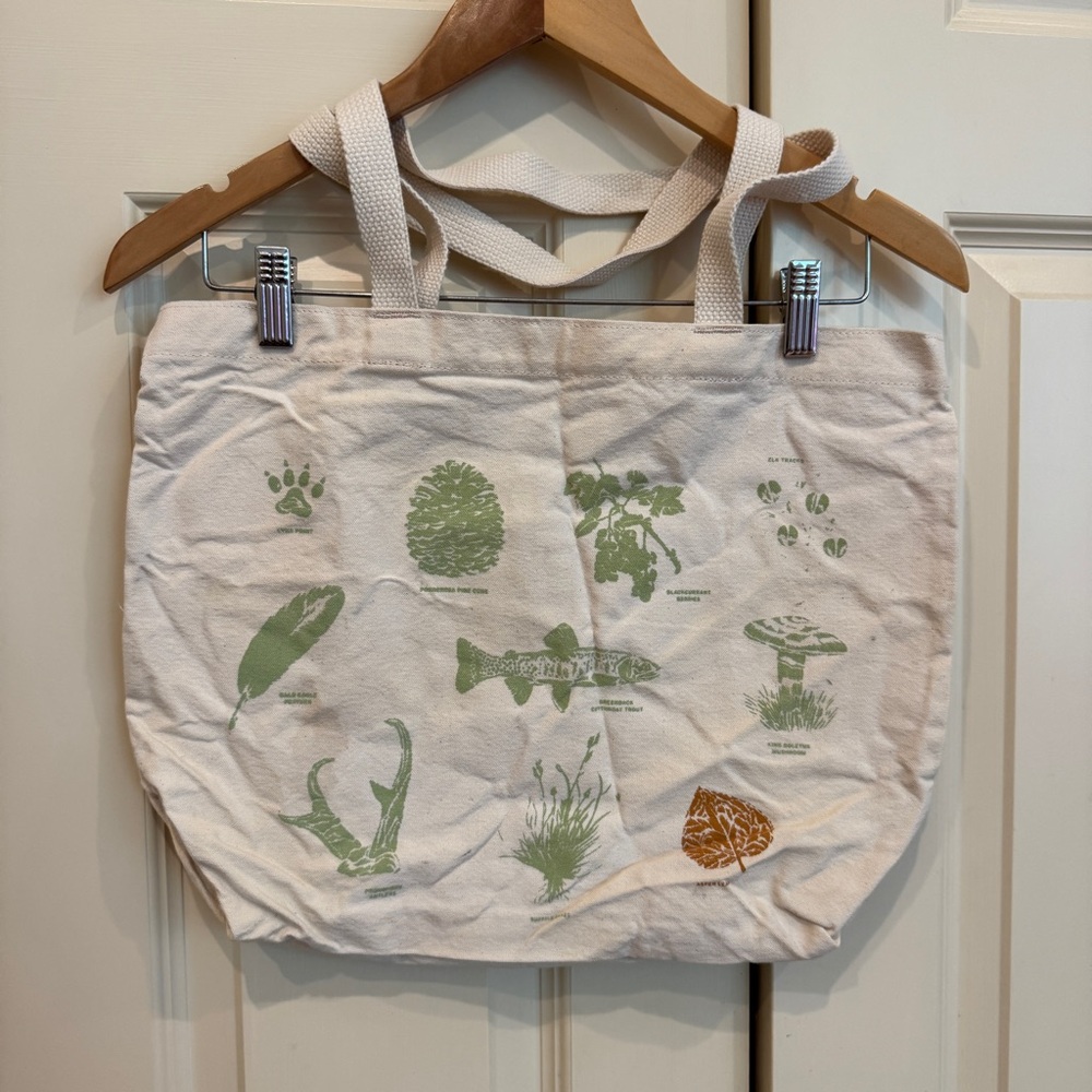 United by Blue Canvas Tote Bag with Western Flora/Fauna Print